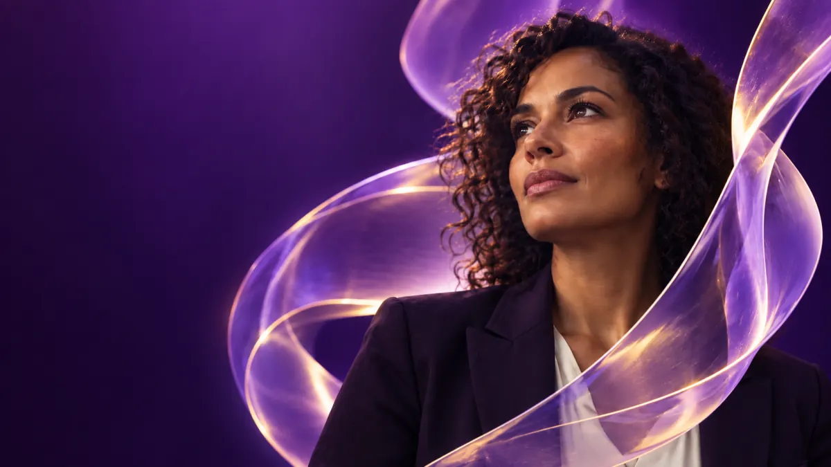 Editorial portrait with violet light